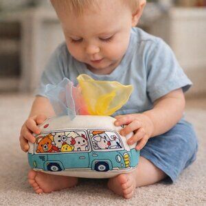 Montessori Magic Tisue Box with Sensory Fabric Tissues Plush